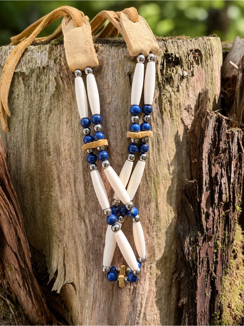 Vintage Southwestern Style Beaded Choker | Artisan Leather Statement Necklace